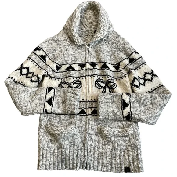 Women's TNA Aritzia Sea To Sky Lambs Wool Sweater Full Zip Cowichan Small - Picture 1 of 11